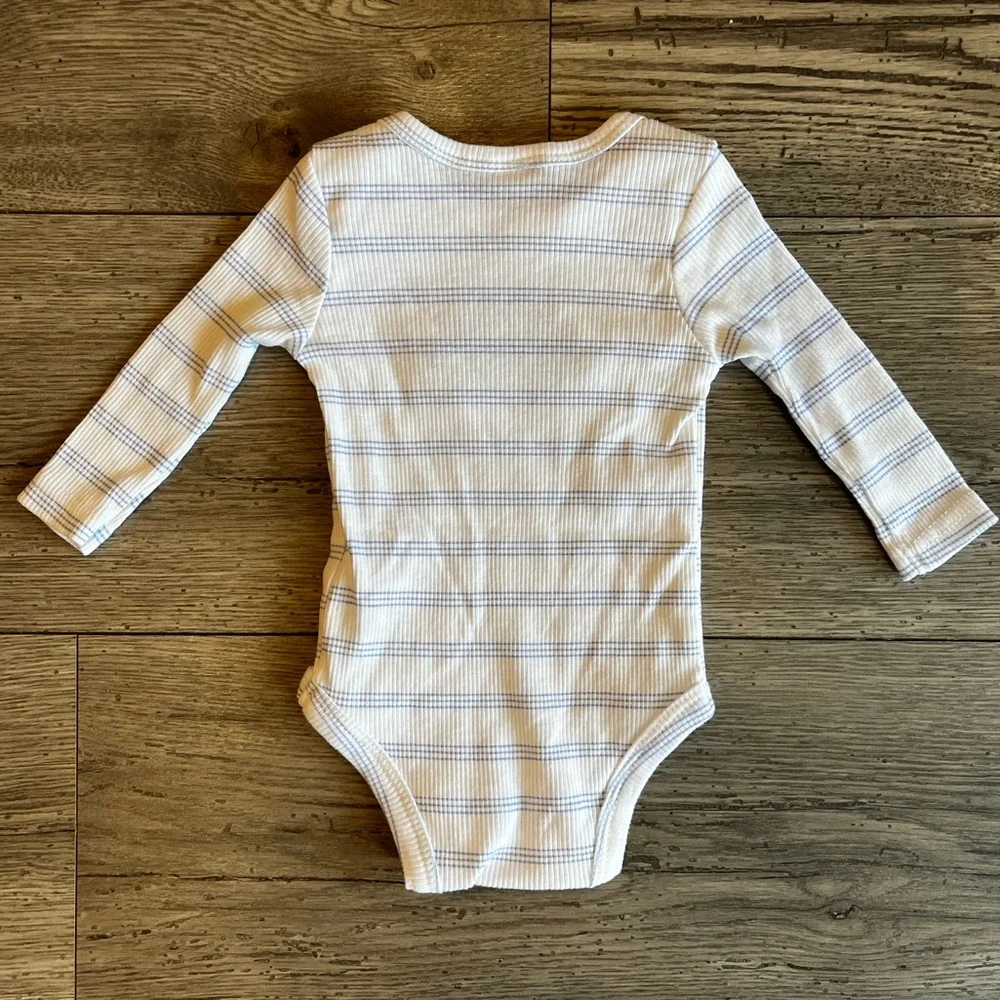 Liam & James Baby Boy Long Sleeve Onesie Dinosaur Stripe Embroidered 0-3 Month